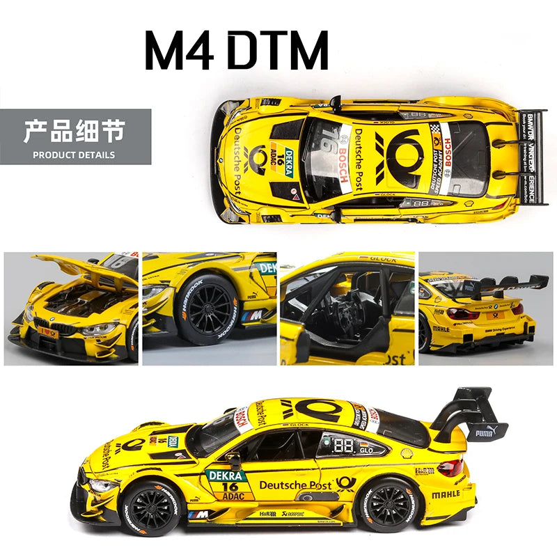 1:32 Diecast Alloy Car Model Miniature The4 Series M4 DTM Racing Metal Vehicle Collection Birthday Gifts Children Christmas Toys