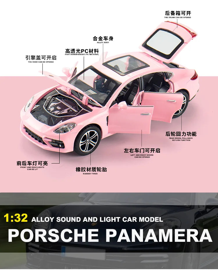 Diecast 1:32 Toy Cars Alloy Simulation Model Panamera Metal Vehicles Children Gifts Birthday Collection Miniature Boys Hottoys