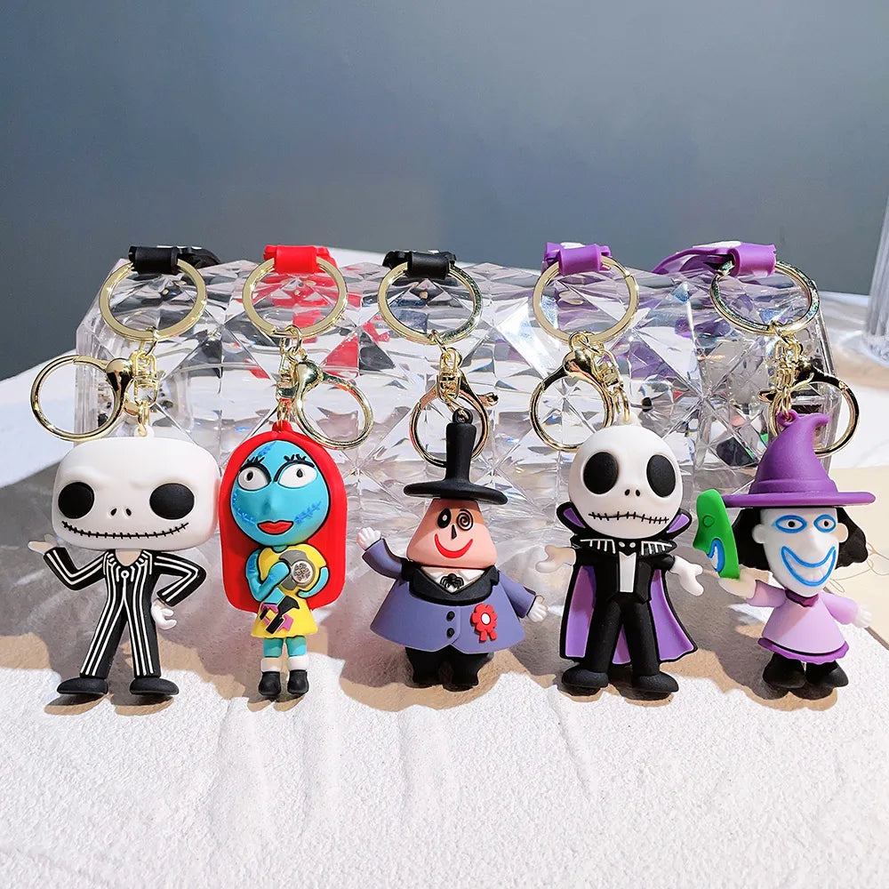 Classic Cartoon Figure Jack Skellington Keychain Disney The Nightmare Before Christmas Doll Keyrings Backpack Accessories