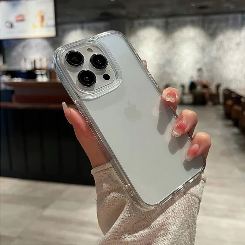 Transparent Shockproof Hard Acrylic Case For iPhone 15 14 13 12 Mini 11 Pro XS Max X XR 7 8 Plus SE 2 Soft Silicone Bumper Covering