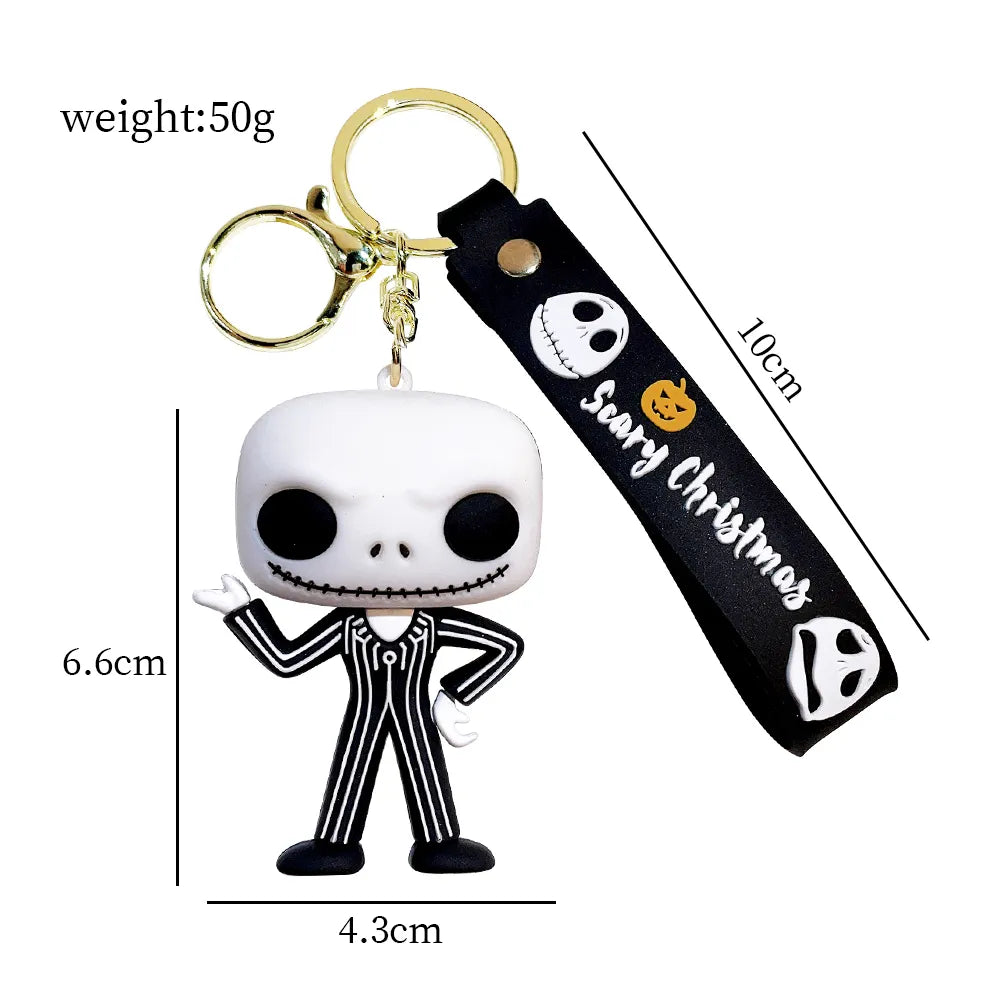 Classic Cartoon Figure Jack Skellington Keychain Disney The Nightmare Before Christmas Doll Keyrings Backpack Accessories