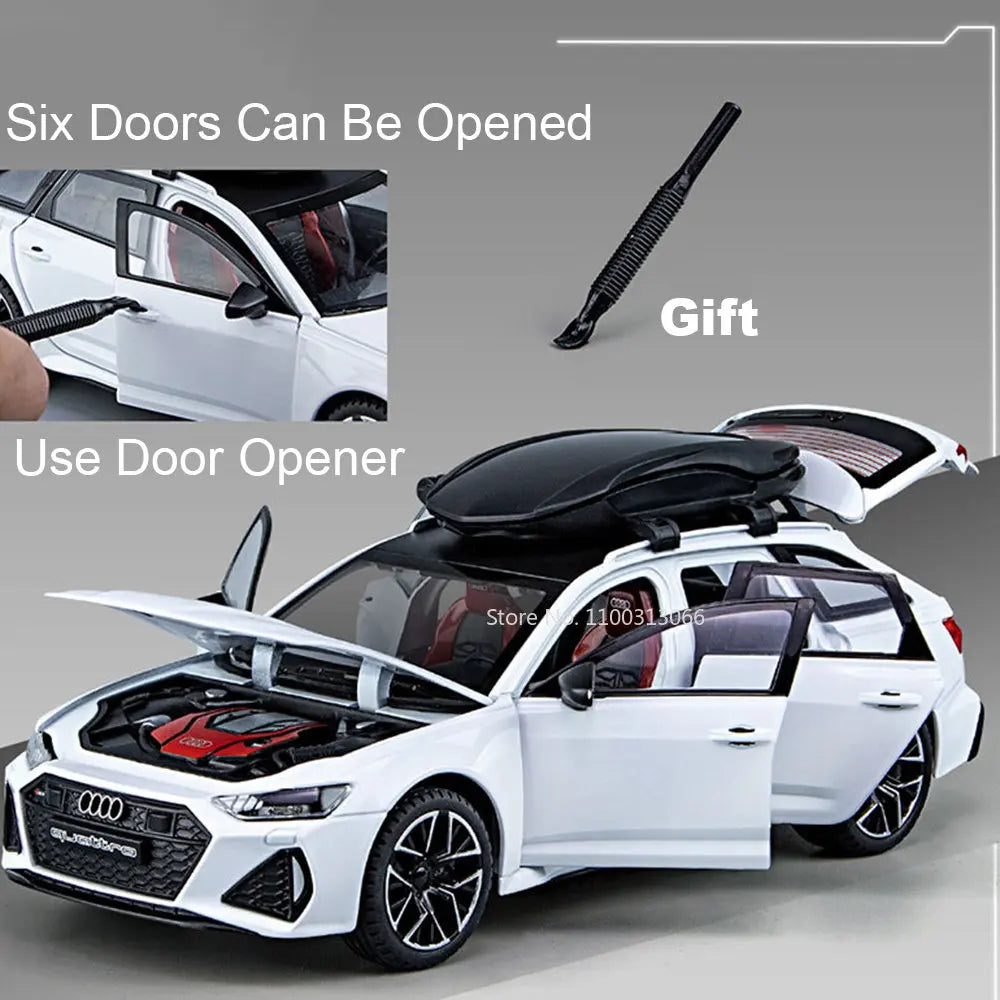 1:24 Simulator Audi RS6 Alloy Diecast Car Model Toys 6 Door Can Be Opened Vehicle Decoration Ornaments Kids Birthday Toys Gifts