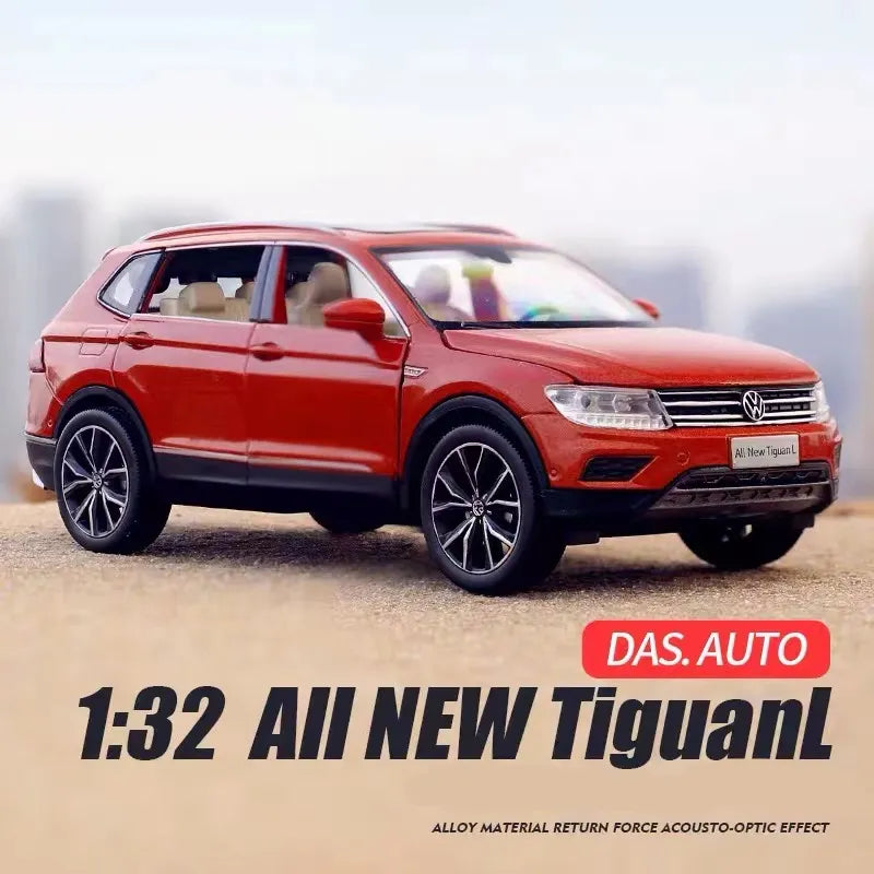 WELLY 1:32 Volkswagen VW TIGUAN SUV Alloy Car Diecasts & Toy Vehicles Car Model Sound and light Pull back Car Toy For Kids Gift