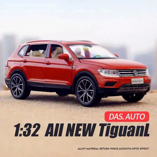 WELLY 1:32 Volkswagen VW TIGUAN SUV Alloy Car Diecasts & Toy Vehicles Car Model Sound and light Pull back Car Toy For Kids Gift