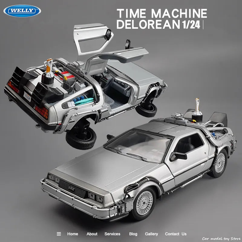 Welly 1:24 Back To The Future Time Machine Diecast Alloy Model Car DMC-12 Delorean Metal Toy Car Gift Collection Car Model B186