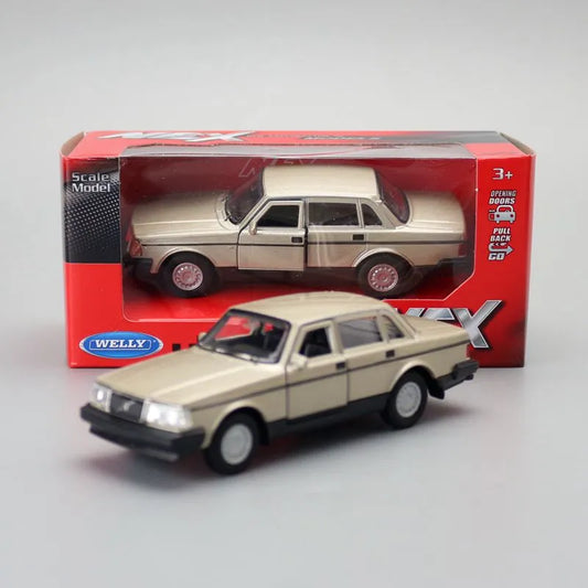 WELLY Toy Diecast Vehicle Model 1:36 Scale Volvo 240GL Classical SUV Pull Back Car Educational Collection Gift For Children