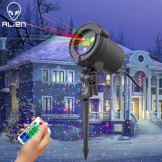 ALIEN Moving Static Red Green Blue Dots Star Christmas Laser Light Projector Outdoor Garden Waterproof Holiday Xmas Tree Lights