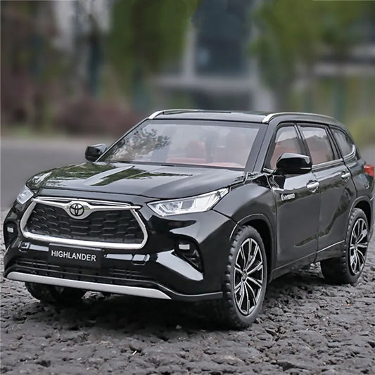 1:24 Toyota Highlander SUV Alloy Car Model Diecasts & Toy Metal Off-road Vehicles Car Model Simulation Sound and Light Kids Gift