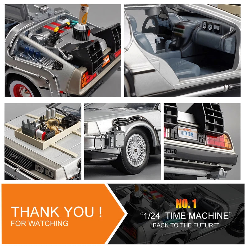 Welly 1:24 Back To The Future Time Machine Diecast Alloy Model Car DMC-12 Delorean Metal Toy Car Gift Collection Car Model B186