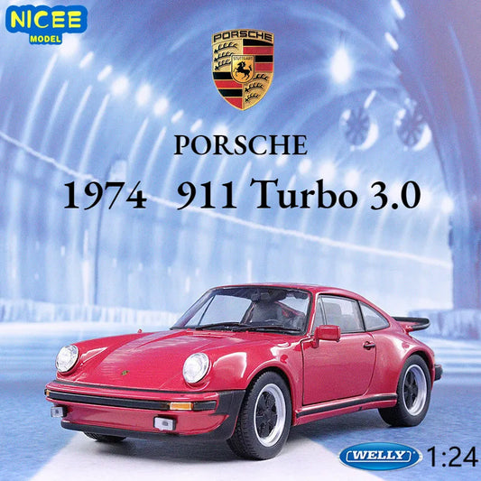 WELLY 1:24 1974 Porsche 911 Turbo 3.0 Sports Car Red Simulation Alloy Car Model Craft Decoration Collection Toys Tools Gift B57