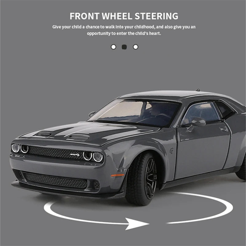 1:32 Dodge Challenger SRT Alloy Sports Car Model Diecast & Toy Metal Muscle Car Model Simulation Sound and Light Childrens Gifts