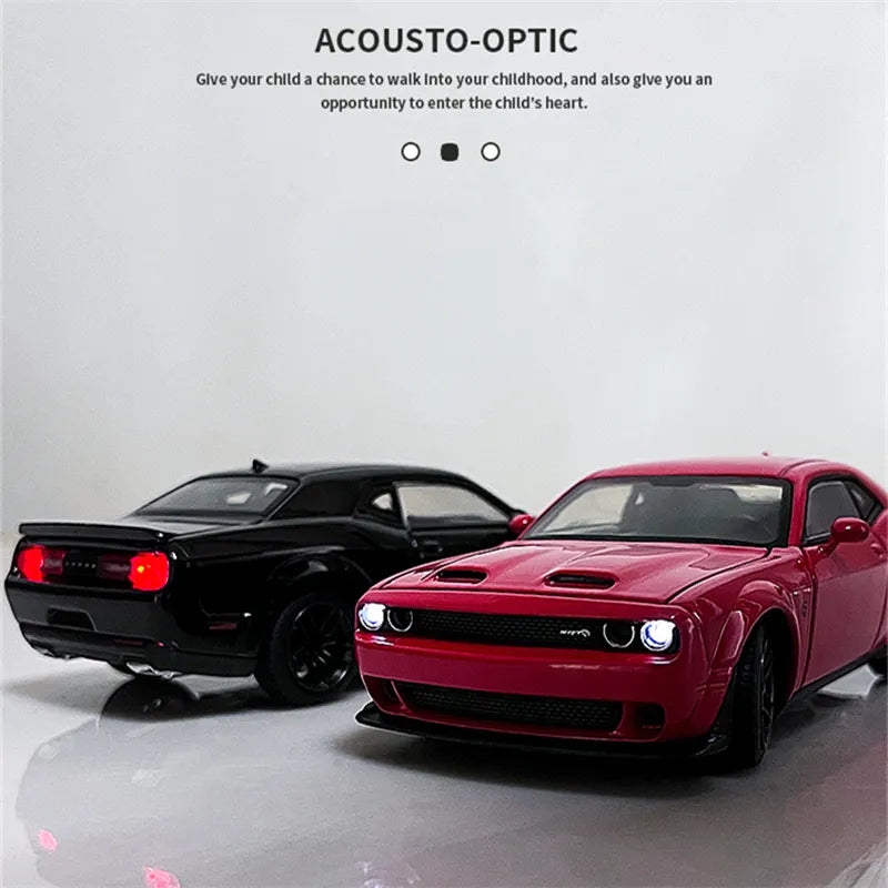1:32 Dodge Challenger SRT Alloy Sports Car Model Diecast & Toy Metal Muscle Car Model Simulation Sound and Light Childrens Gifts