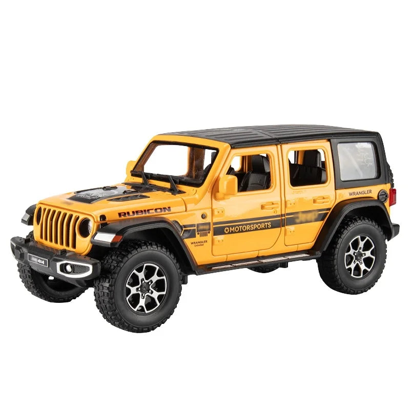 1:22 Jeeps Wrangler Rubicon Alloy Diecasts & Toy Vehicles Metal Toy Car Model Sound and light Pull back Collection Kids Toy Gift