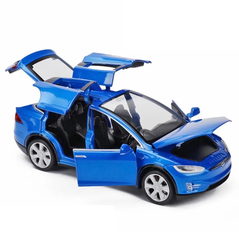 1:32 Tesla Model-X Alloy Car Diecast Model Toy Vehicle Sound And Light Pull Back Metal Car Simulation Collection Gifts Toys Boys