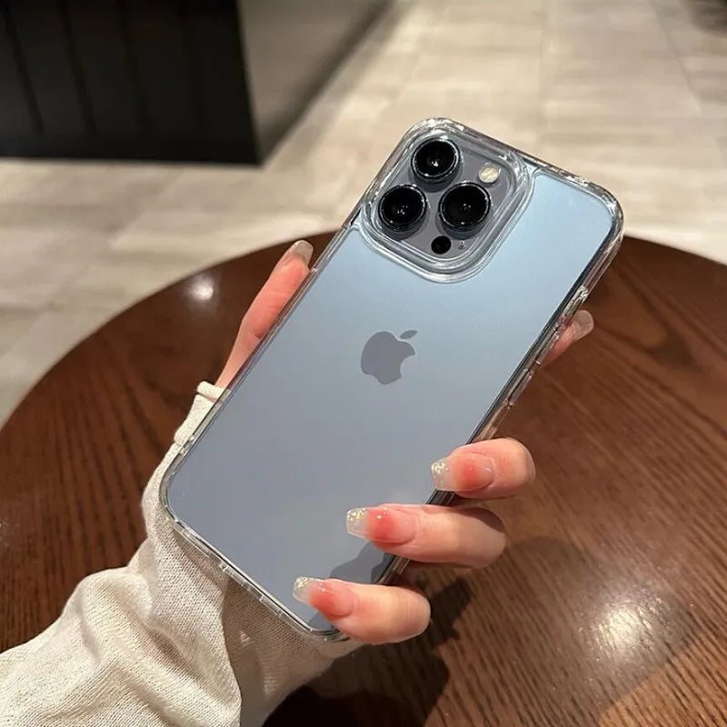 Transparent Shockproof Hard Acrylic Case For iPhone 15 14 13 12 Mini 11 Pro XS Max X XR 7 8 Plus SE 2 Soft Silicone Bumper Covering