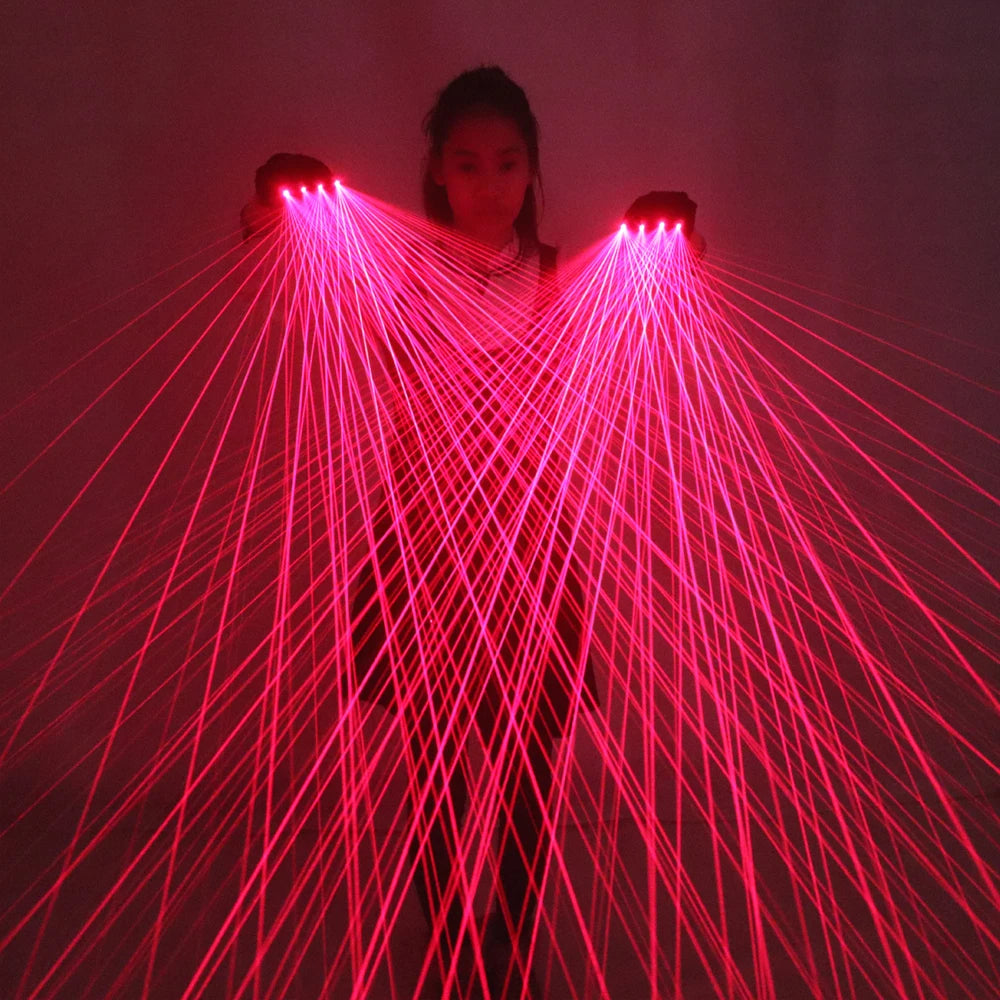 2 in 1 Multi-line Red Laser Gloves Green Red  Lazer Mitten Ray Gloves Rave Rechargeable Professional Stage Performance Costume