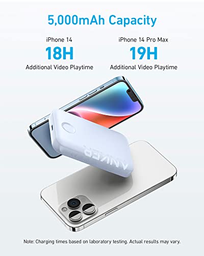 Anker 321 MagGo Battery (PowerCore Magnetic 5K), 5,000mAh Magnetic Wireless Portable Charger, Compatible with iPhone 15/15 Plus/15 Pro/15 Pro Max, iPhone 14/13/12 Series (Pink)