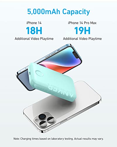 Anker 321 MagGo Battery (PowerCore Magnetic 5K), 5,000mAh Magnetic Wireless Portable Charger, Compatible with iPhone 15/15 Plus/15 Pro/15 Pro Max, iPhone 14/13/12 Series (Pink)