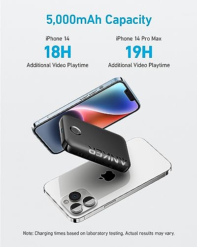Anker 321 MagGo Battery (PowerCore Magnetic 5K), 5,000mAh Magnetic Wireless Portable Charger, Compatible with iPhone 15/15 Plus/15 Pro/15 Pro Max, iPhone 14/13/12 Series (Pink)