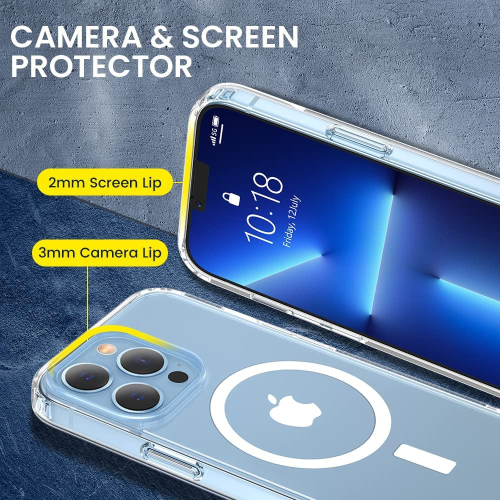 Compatible with Iphone 13 Pro Case, Iphone 13 Pro Clear Magnetic Case with Built-In Magnets, Crystal Clear [Yellow Resistant] Slim Soft TPU Shockproof Bumper Cover for Iphone 13 Pro 6.1" - Clear
