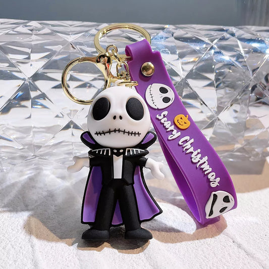 Classic Cartoon Figure Jack Skellington Keychain Disney The Nightmare Before Christmas Doll Keyrings Backpack Accessories