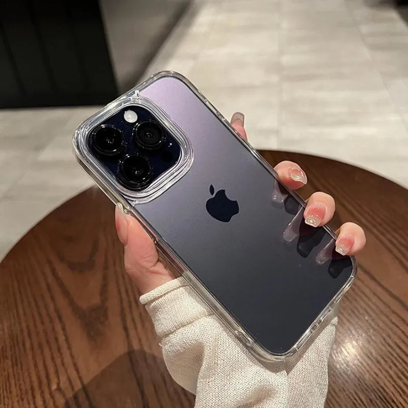 Transparent Shockproof Hard Acrylic Case For iPhone 15 14 13 12 Mini 11 Pro XS Max X XR 7 8 Plus SE 2 Soft Silicone Bumper Covering
